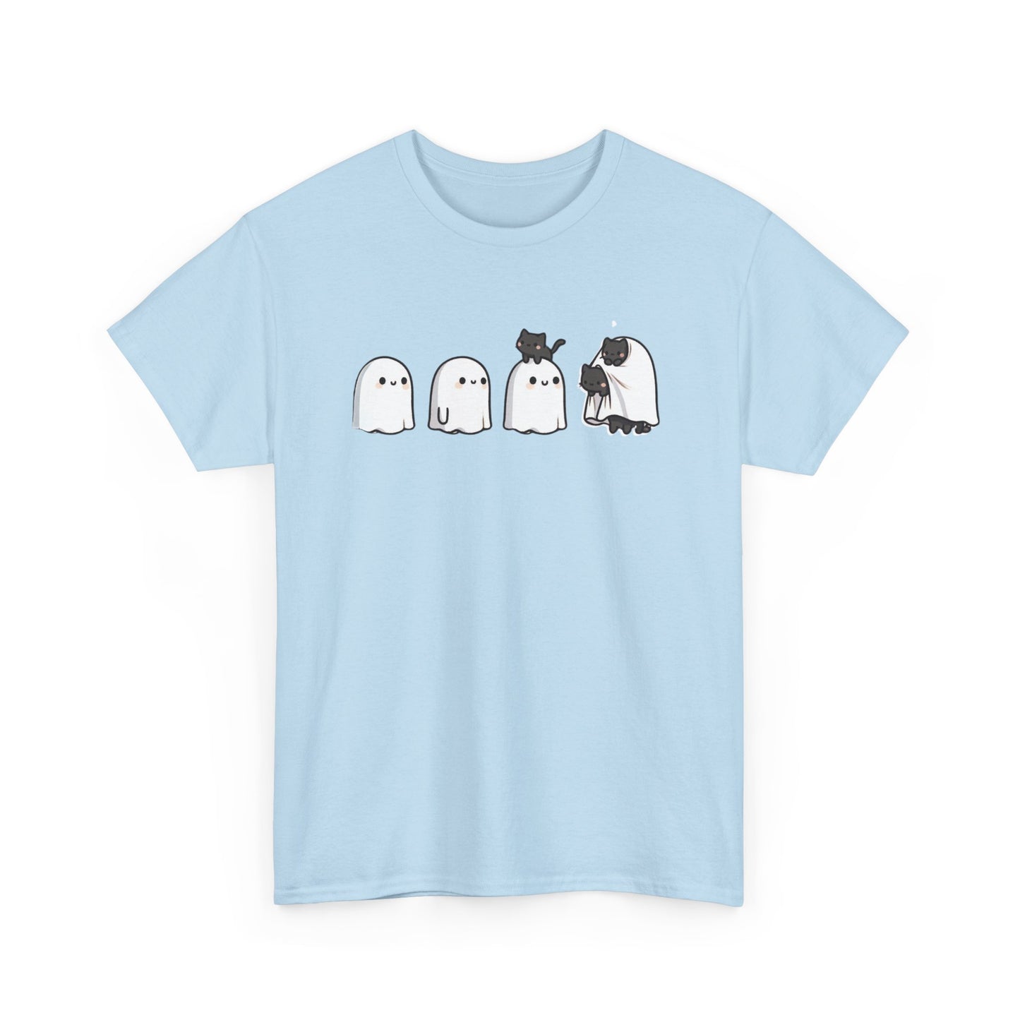 Cute Ghosts Unisex Heavy Cotton Tee, Halloween Shirt, Casual Everyday Wear, Gift for Ghost Lovers, Spooky Tee