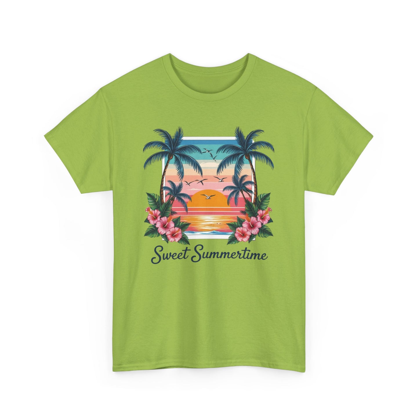 T-Shirt Hawaiian Sunset Palm Tree Walk Afternoon Beach Plage Unisex Tee
