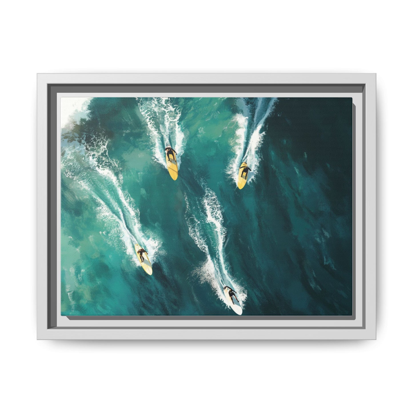 Surfing Adventure Framed Canvas Art, Ocean Wall Decor, Beach Lover Gift, Summer Home Decoration, Coastal Artwork