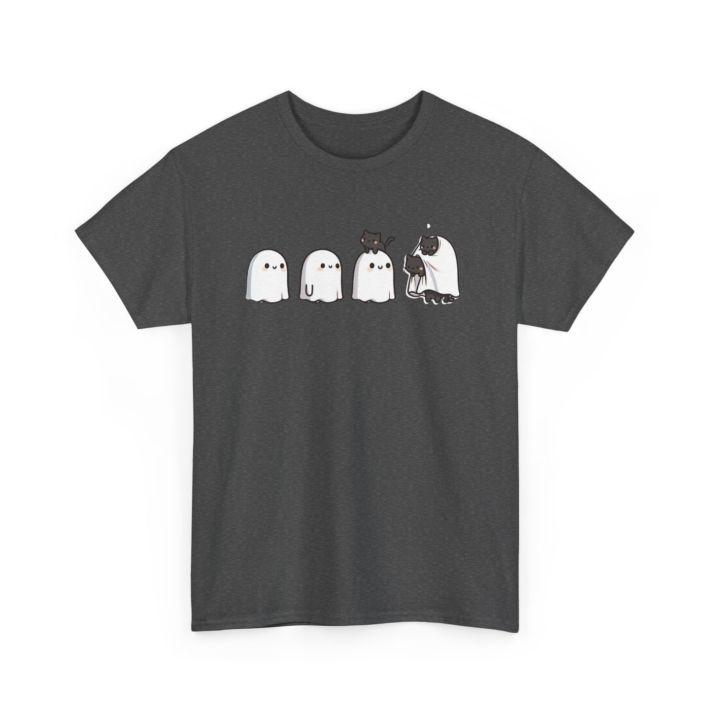 Cute Ghosts Unisex Heavy Cotton Tee, Halloween Shirt, Casual Everyday Wear, Gift for Ghost Lovers, Spooky Tee