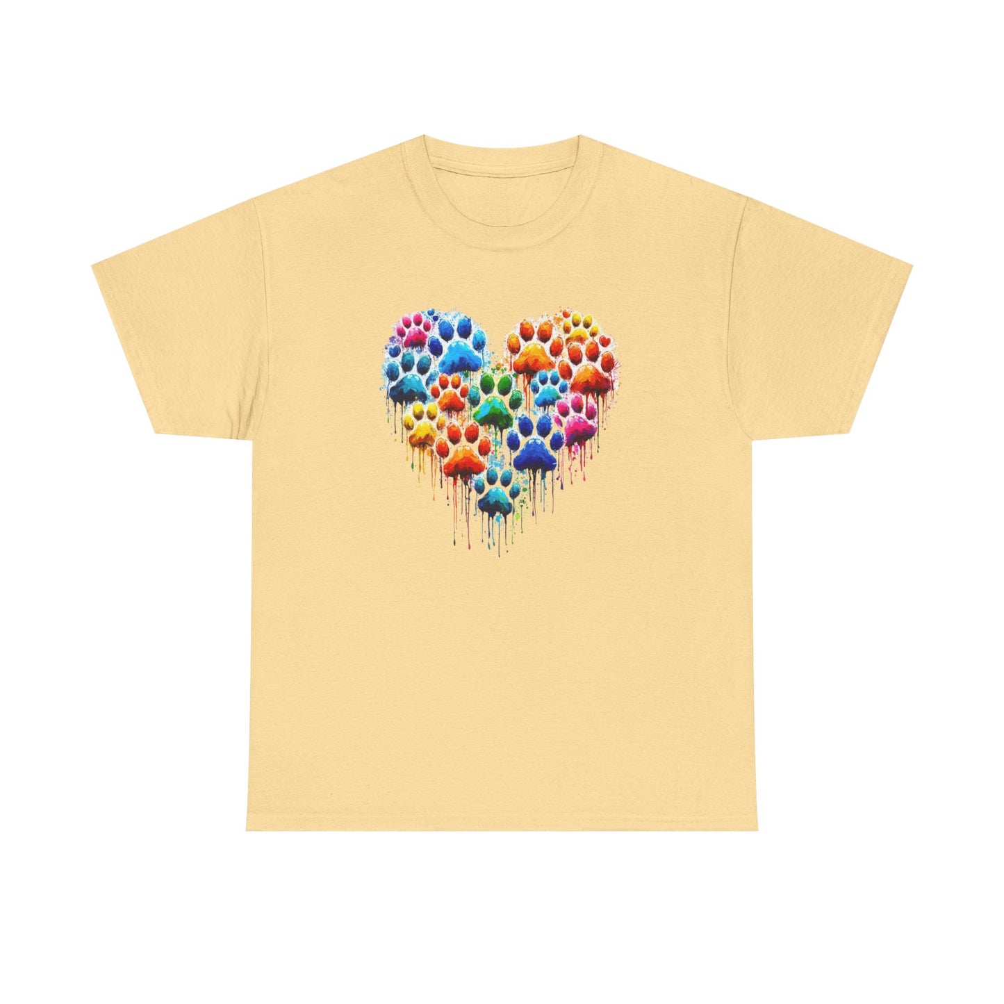Colorful Paw Print Heart Tee - Animal Lover Gift, Pet Adoption Awareness, Casual Wear, Birthday Present, Nature Enthusiast Shirt