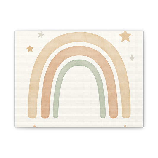 Rainbow Wall Art Canvas, Nursery Decor, Boho Home Accents, Gift for Baby Shower, Kids Room Decoration, Colorful Art Print