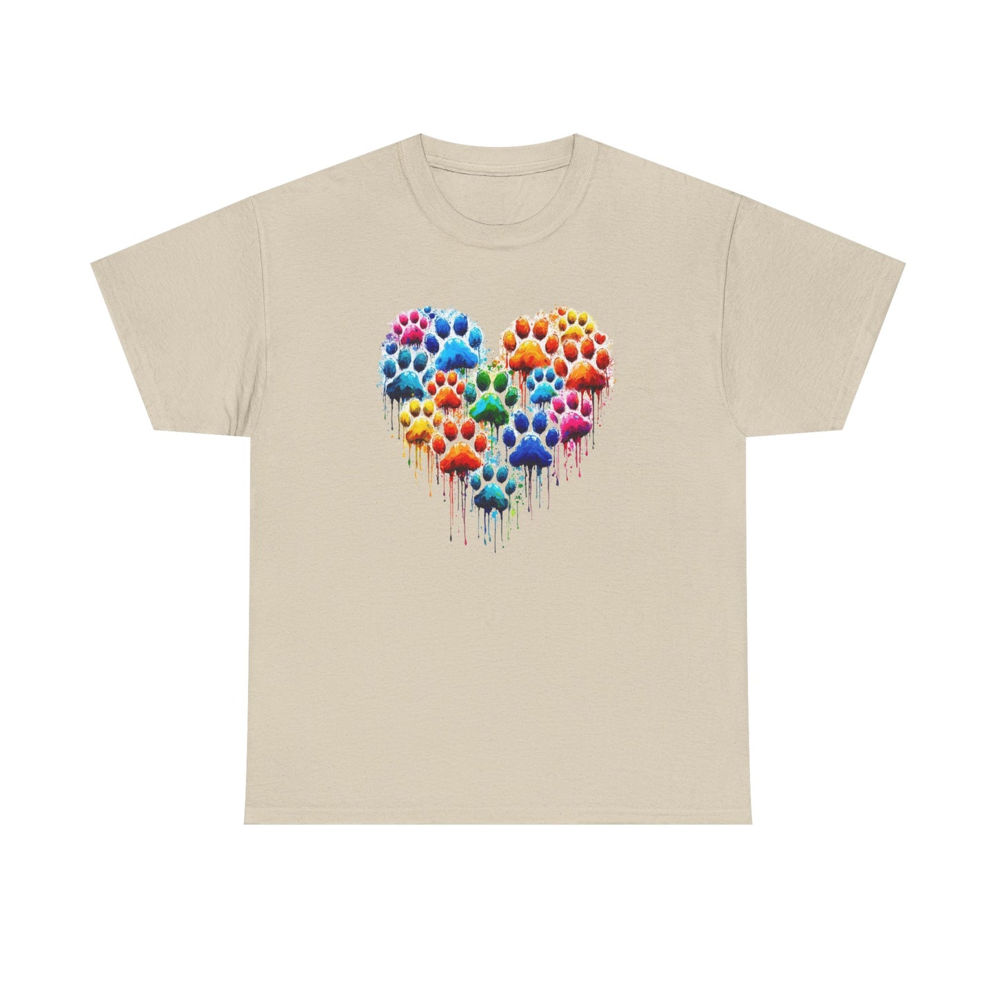 Colorful Paw Print Heart Tee - Animal Lover Gift, Pet Adoption Awareness, Casual Wear, Birthday Present, Nature Enthusiast Shirt