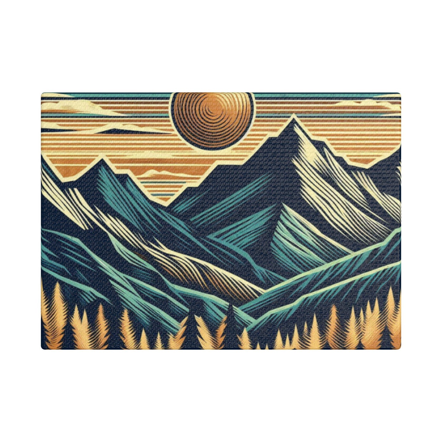 Mountain Sunset Canvas Art, Nature Wall Decor, Stretched Landscape Print, Boho Home Decoration, Gift for Outdoors Lovers