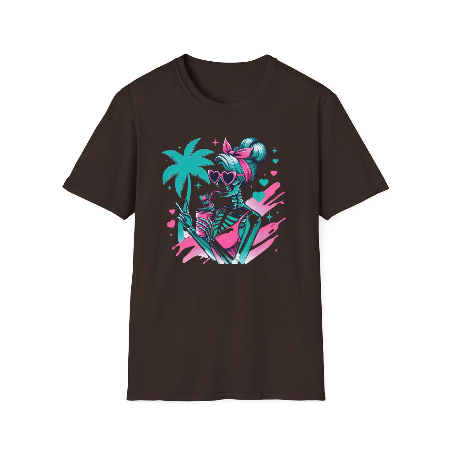 Vibrant Skeleton Beach Vibes T-Shirt, Summer Casual Tee, Tropical Holiday Shirt, Unisex Graphic Tee, Vacation Outfit