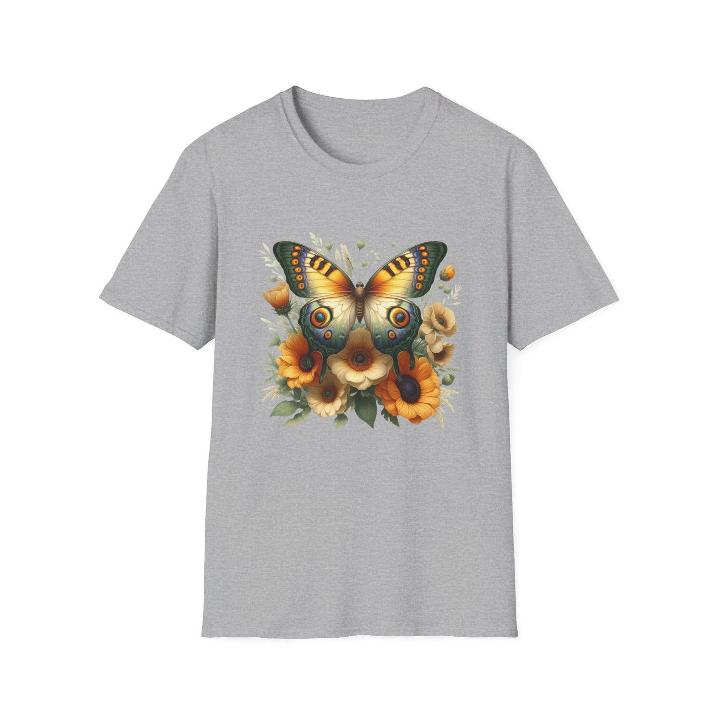 Butterfly Floral Unisex T-Shirt, Nature Lover Shirt, Gift for Her, Summer Wear, Eco-Friendly Fashion