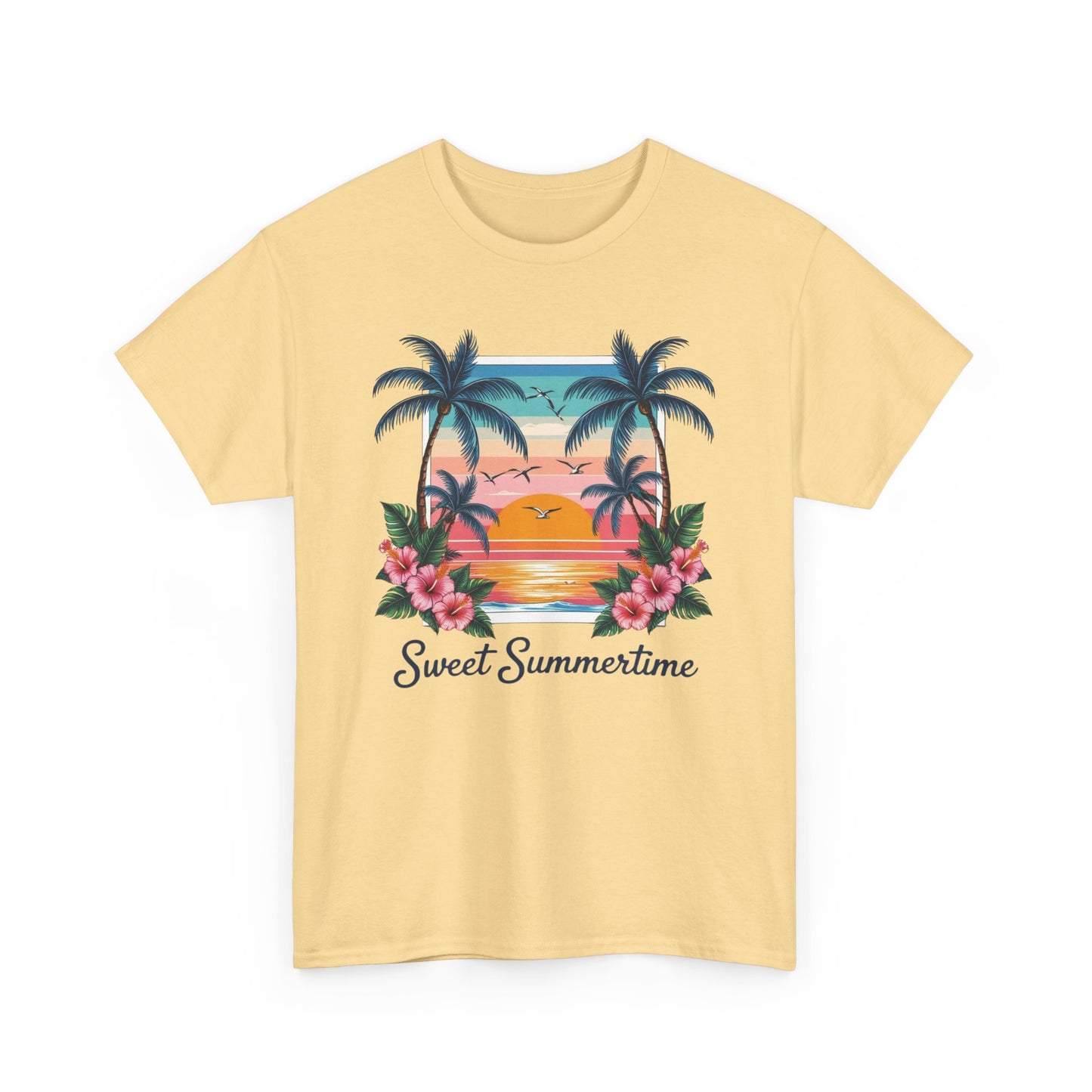 T-Shirt Hawaiian Sunset Palm Tree Walk Afternoon Beach Plage Unisex Tee