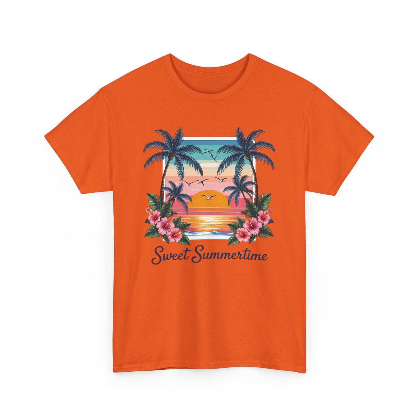 T-Shirt Hawaiian Sunset Palm Tree Walk Afternoon Beach Plage Unisex Tee