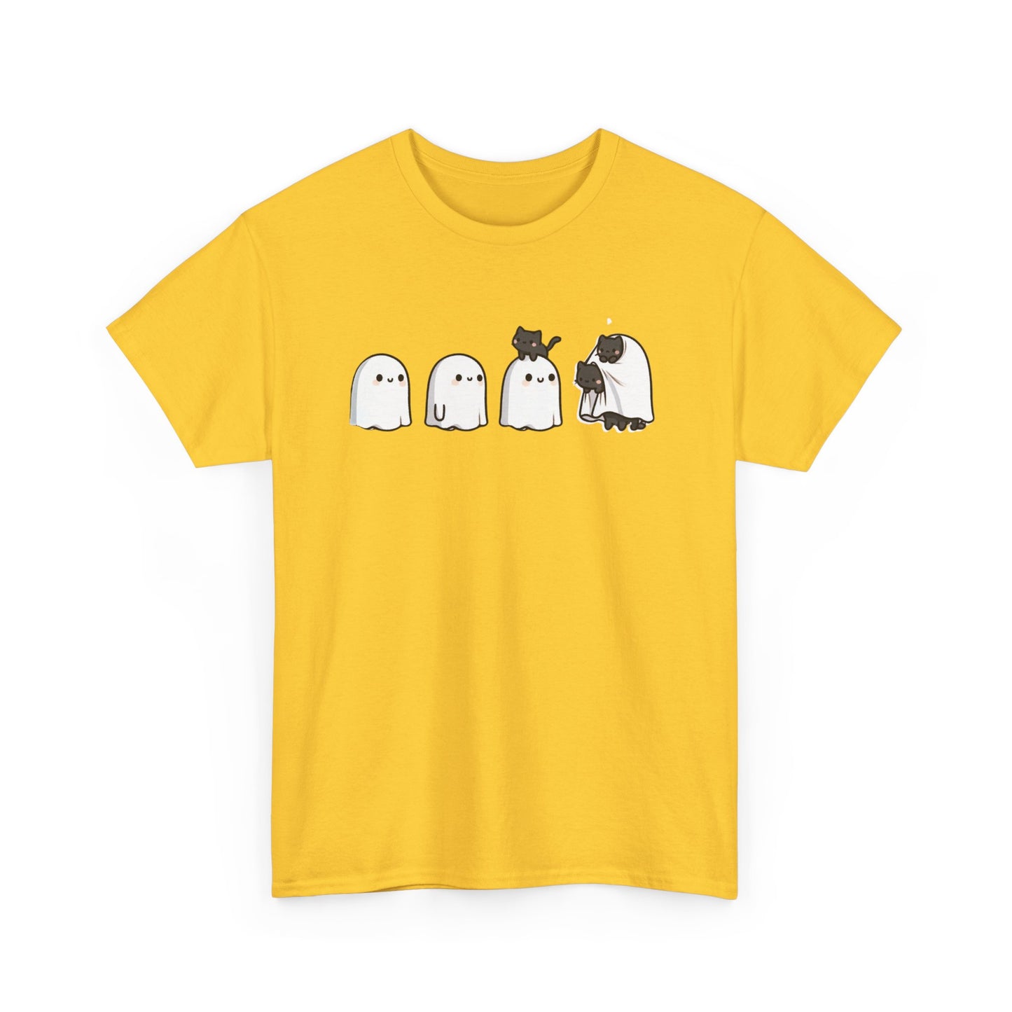 Cute Ghosts Unisex Heavy Cotton Tee, Halloween Shirt, Casual Everyday Wear, Gift for Ghost Lovers, Spooky Tee