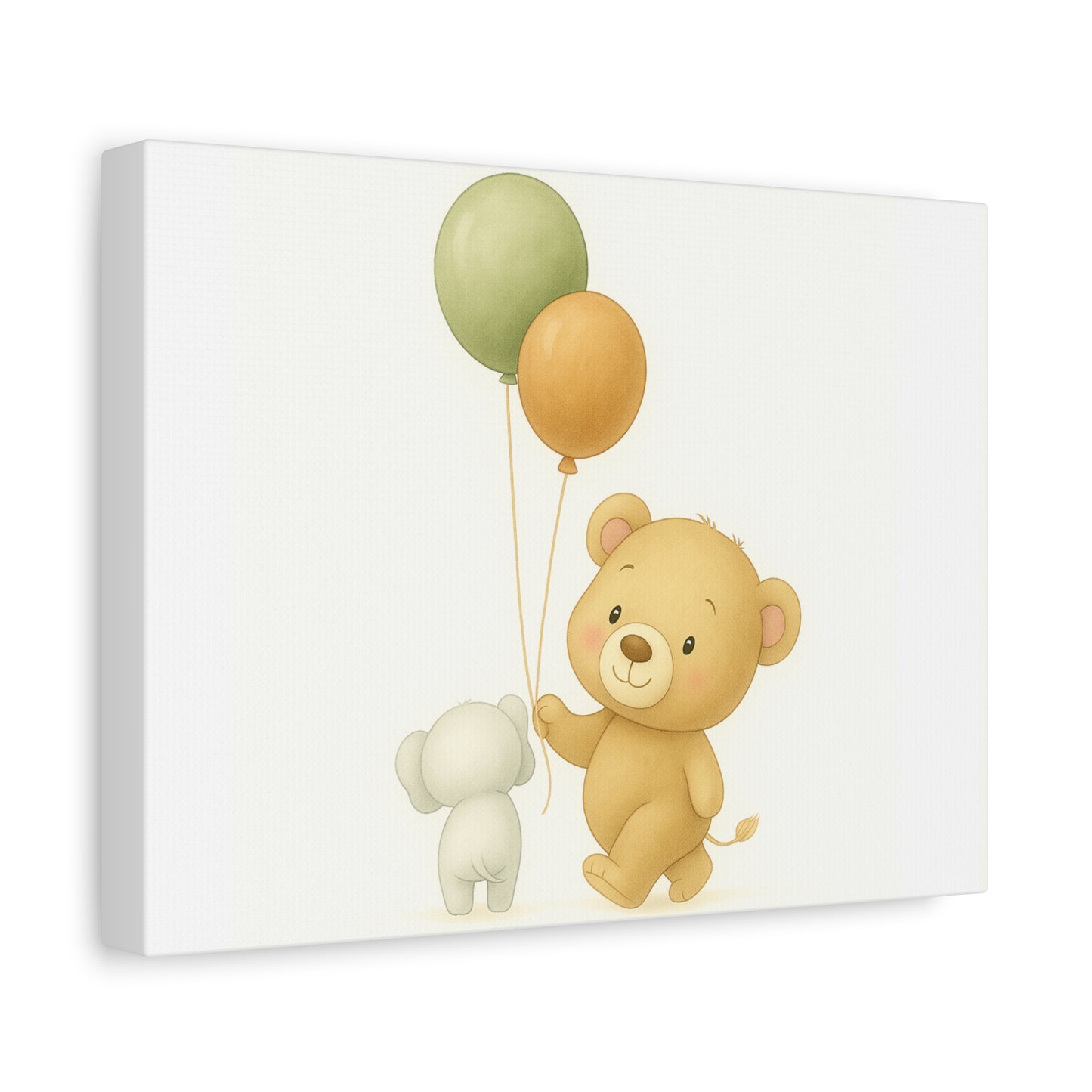 Whimsical Animal Balloon Canvas Art, Nursery Wall Decor, Kids Room, Safari Theme, Baby Shower Gift, Cute Lion and Bear Artwork