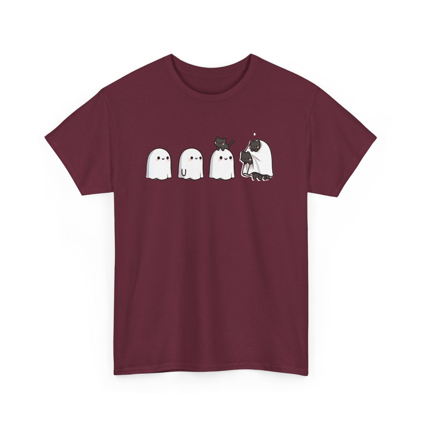 Cute Ghosts Unisex Heavy Cotton Tee, Halloween Shirt, Casual Everyday Wear, Gift for Ghost Lovers, Spooky Tee