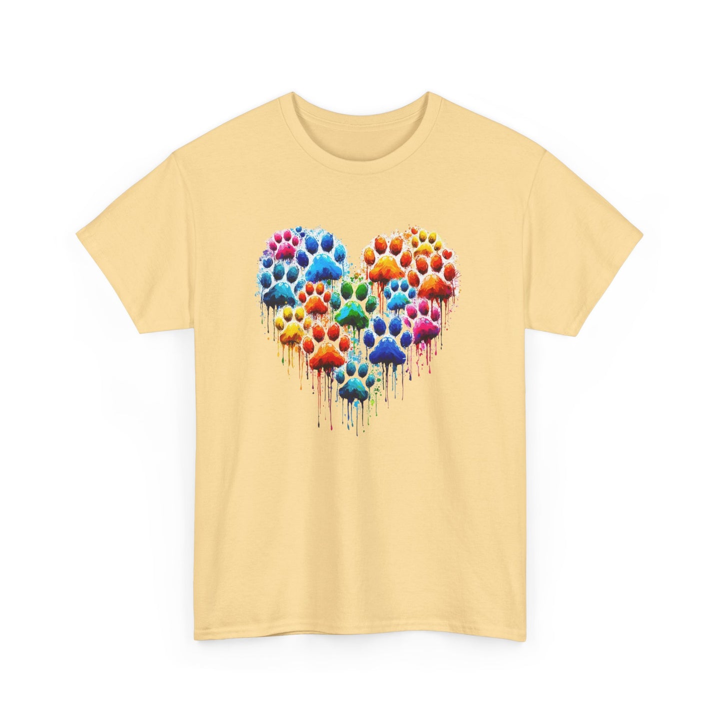 Colorful Paw Print Heart Tee - Animal Lover Gift, Pet Adoption Awareness, Casual Wear, Birthday Present, Nature Enthusiast Shirt