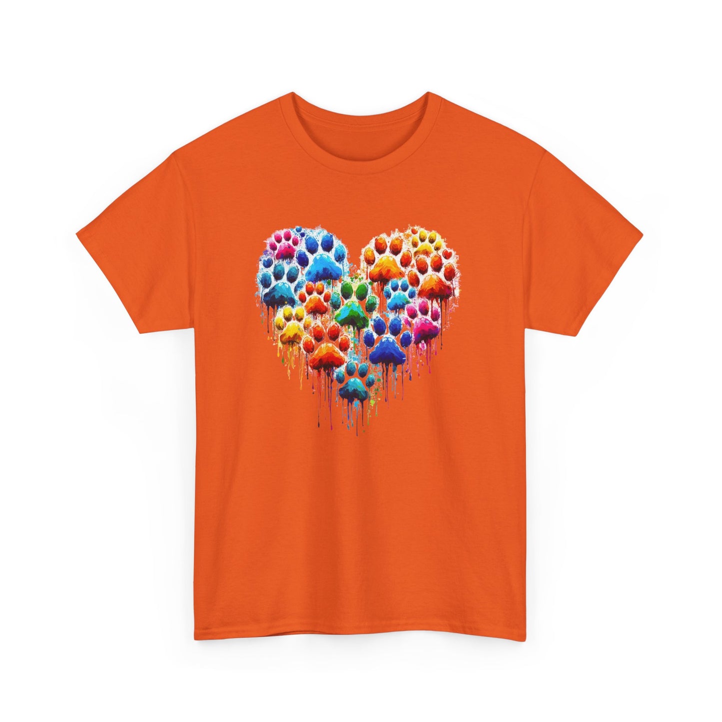 Colorful Paw Print Heart Tee - Animal Lover Gift, Pet Adoption Awareness, Casual Wear, Birthday Present, Nature Enthusiast Shirt