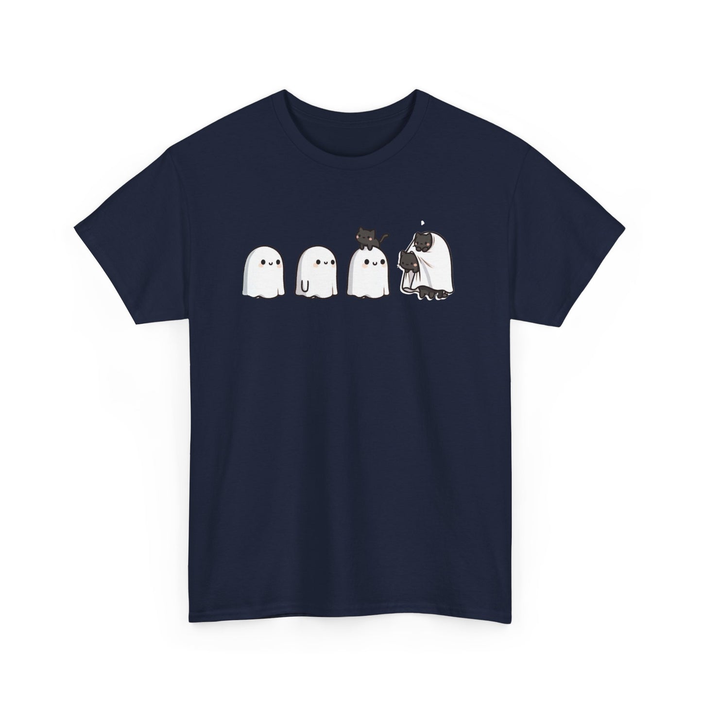 Cute Ghosts Unisex Heavy Cotton Tee, Halloween Shirt, Casual Everyday Wear, Gift for Ghost Lovers, Spooky Tee