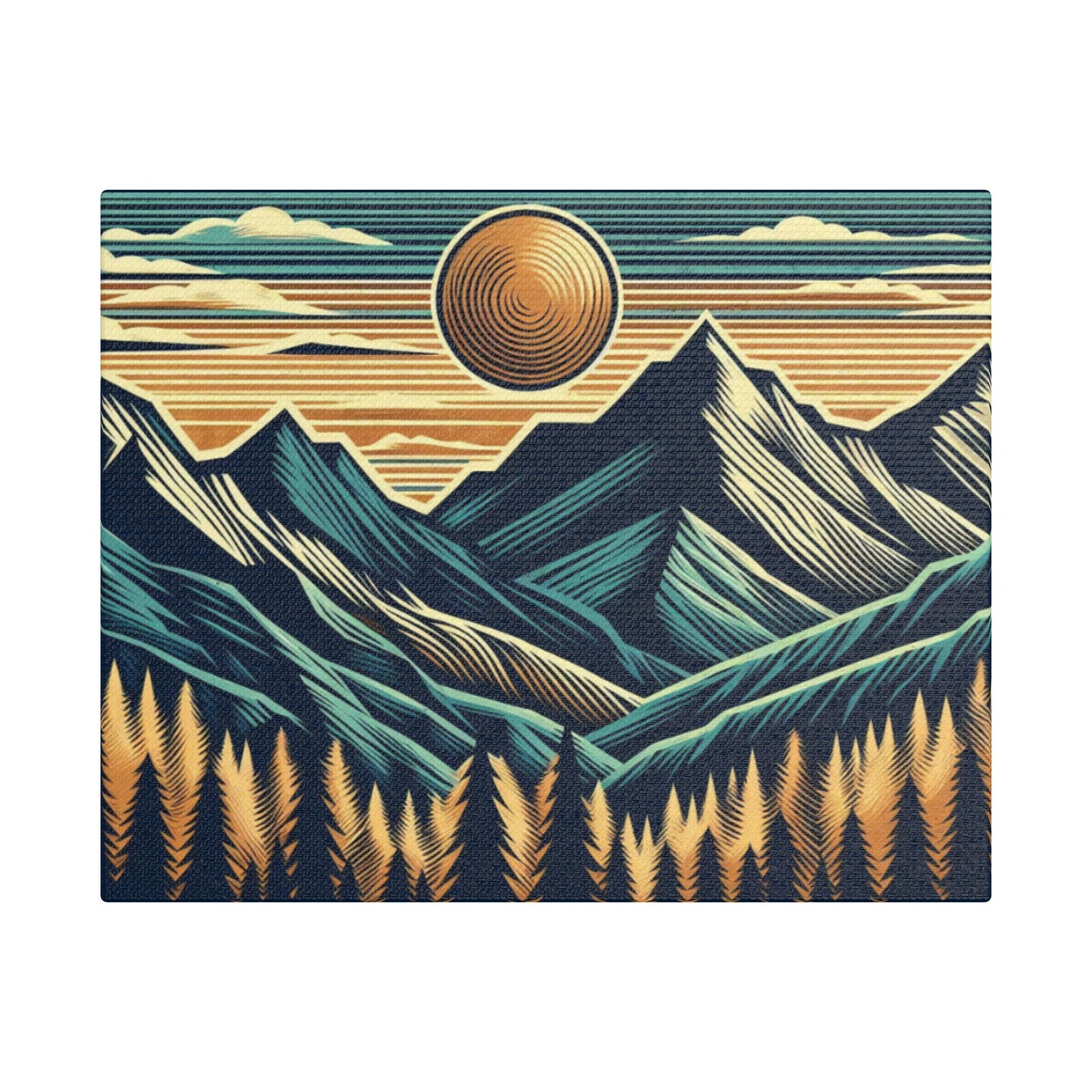 Mountain Sunset Canvas Art, Nature Wall Decor, Stretched Landscape Print, Boho Home Decoration, Gift for Outdoors Lovers