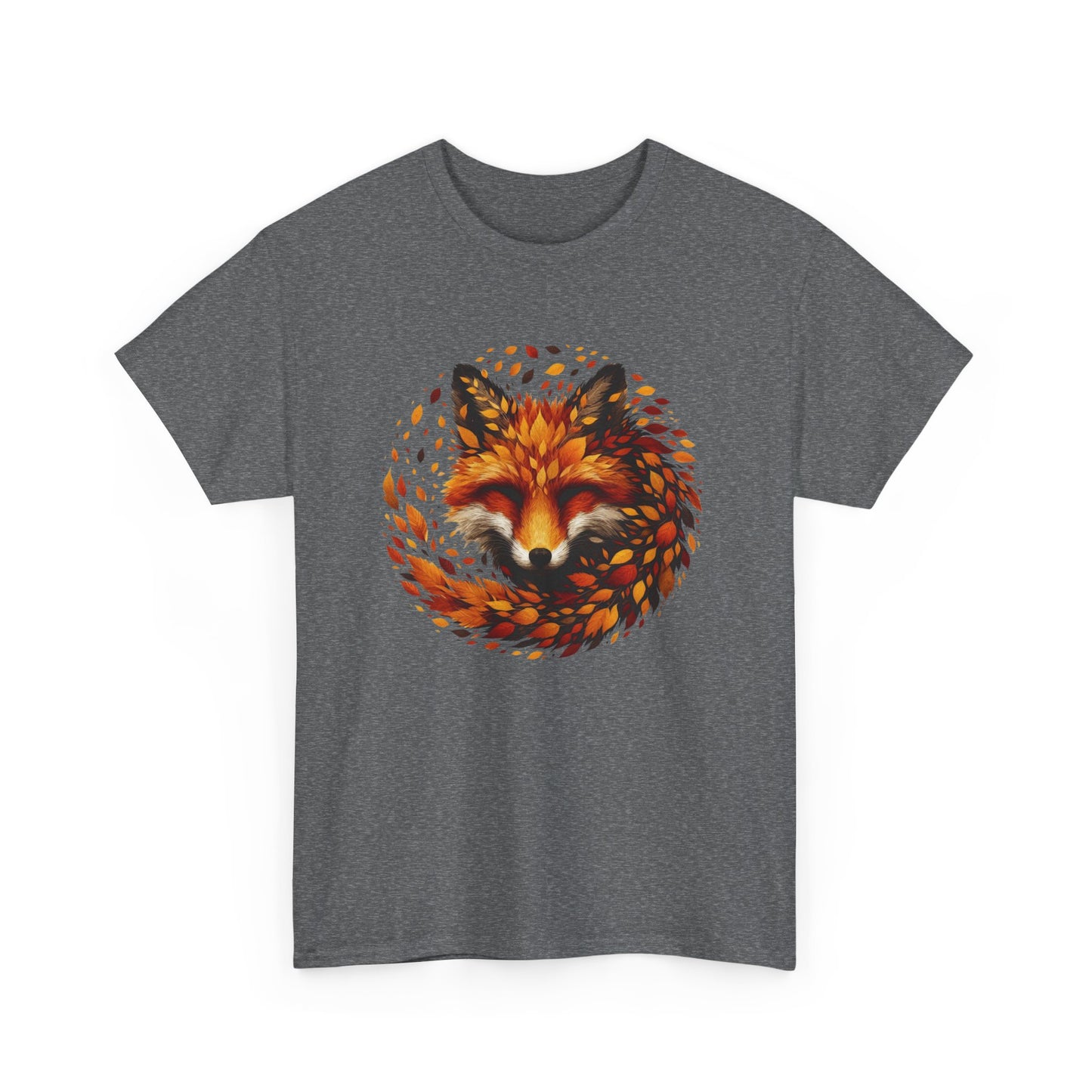 Fox Design Unisex Heavy Cotton Tee, Nature Lover Shirt, Animal Graphic Tee, Fall Apparel, Gift for Wilderness Enthusiasts