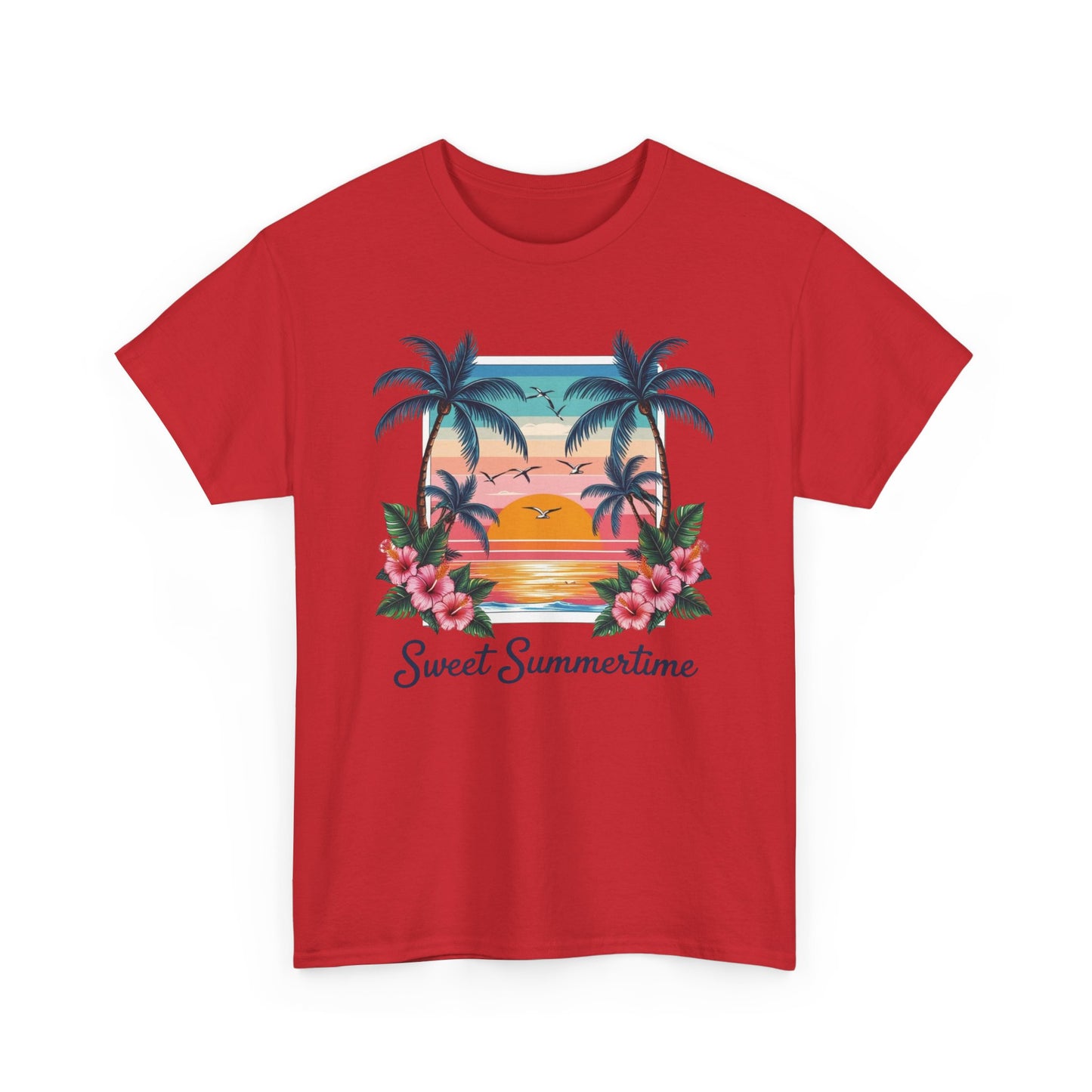 T-Shirt Hawaiian Sunset Palm Tree Walk Afternoon Beach Plage Unisex Tee