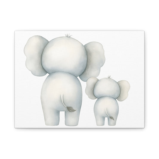 Whimsical Elephant Family Canvas Art, Nursery Decor, Kids Room Wall Art, Baby Shower Gift, Animal Print, Playroom Wall Hanging