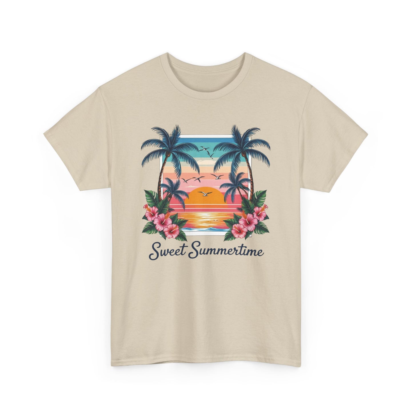 T-Shirt Hawaiian Sunset Palm Tree Walk Afternoon Beach Plage Unisex Tee