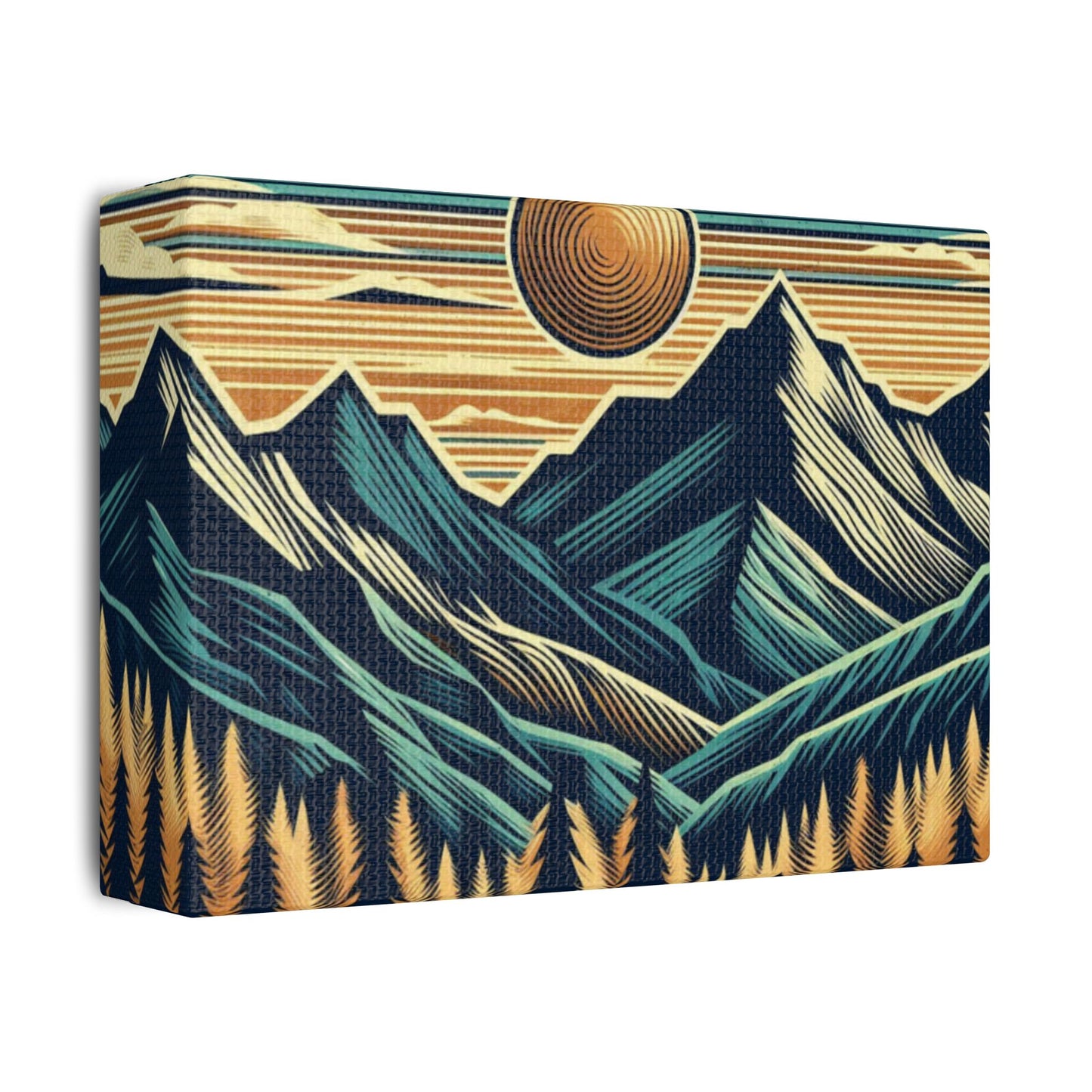 Mountain Sunset Canvas Art, Nature Wall Decor, Stretched Landscape Print, Boho Home Decoration, Gift for Outdoors Lovers