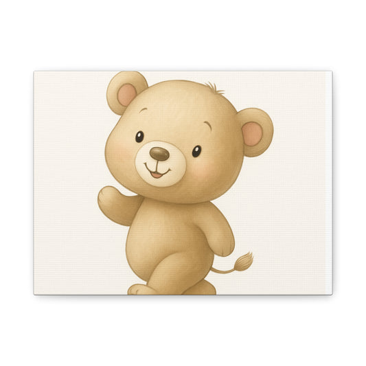 Cute Bear Canvas Art, Nursery Wall Decor, Baby Shower Gift, Kids Room Decor, Animal Illustration