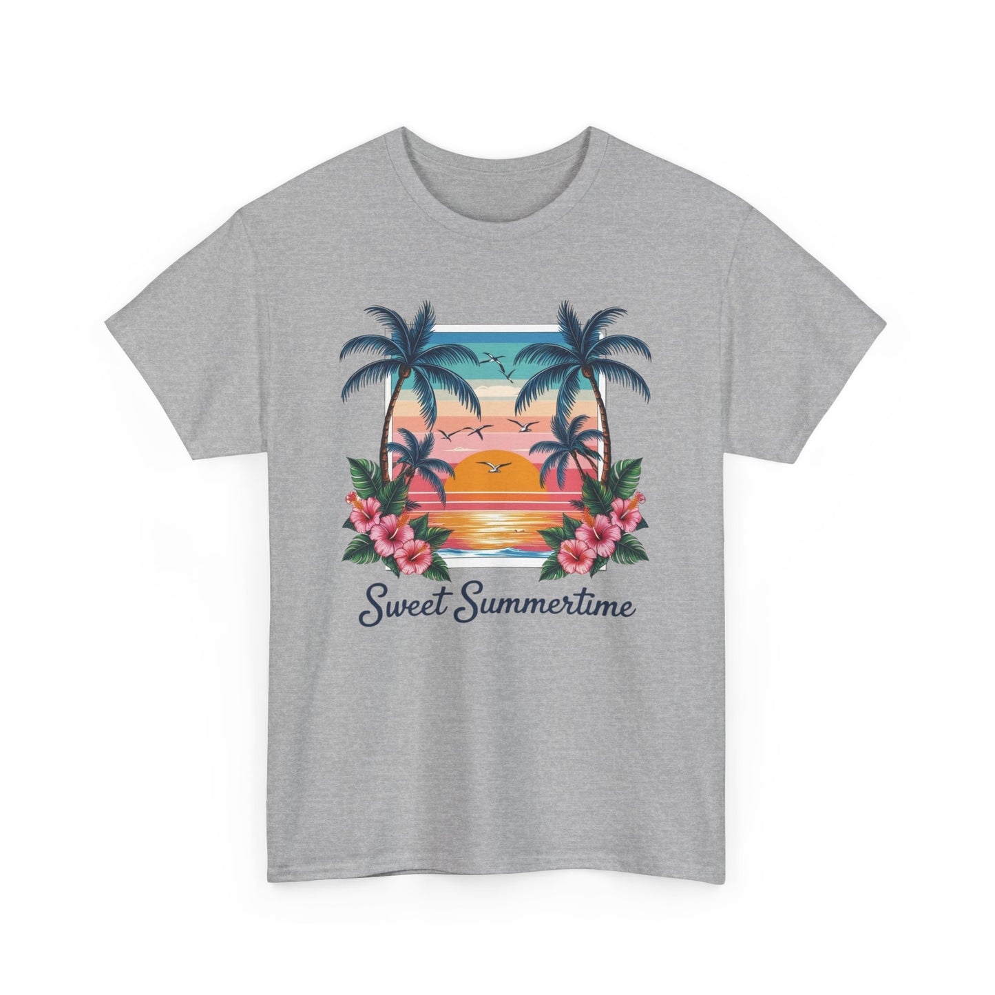 T-Shirt Hawaiian Sunset Palm Tree Walk Afternoon Beach Plage Unisex Tee