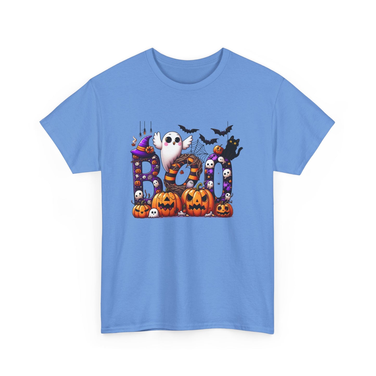 Halloween Boo Unisex Heavy Cotton Tee, Spooky T-Shirt, Fall Apparel, Halloween Costume Tee, Ghost Design Shirt, Pumpkin Graphic Tee
