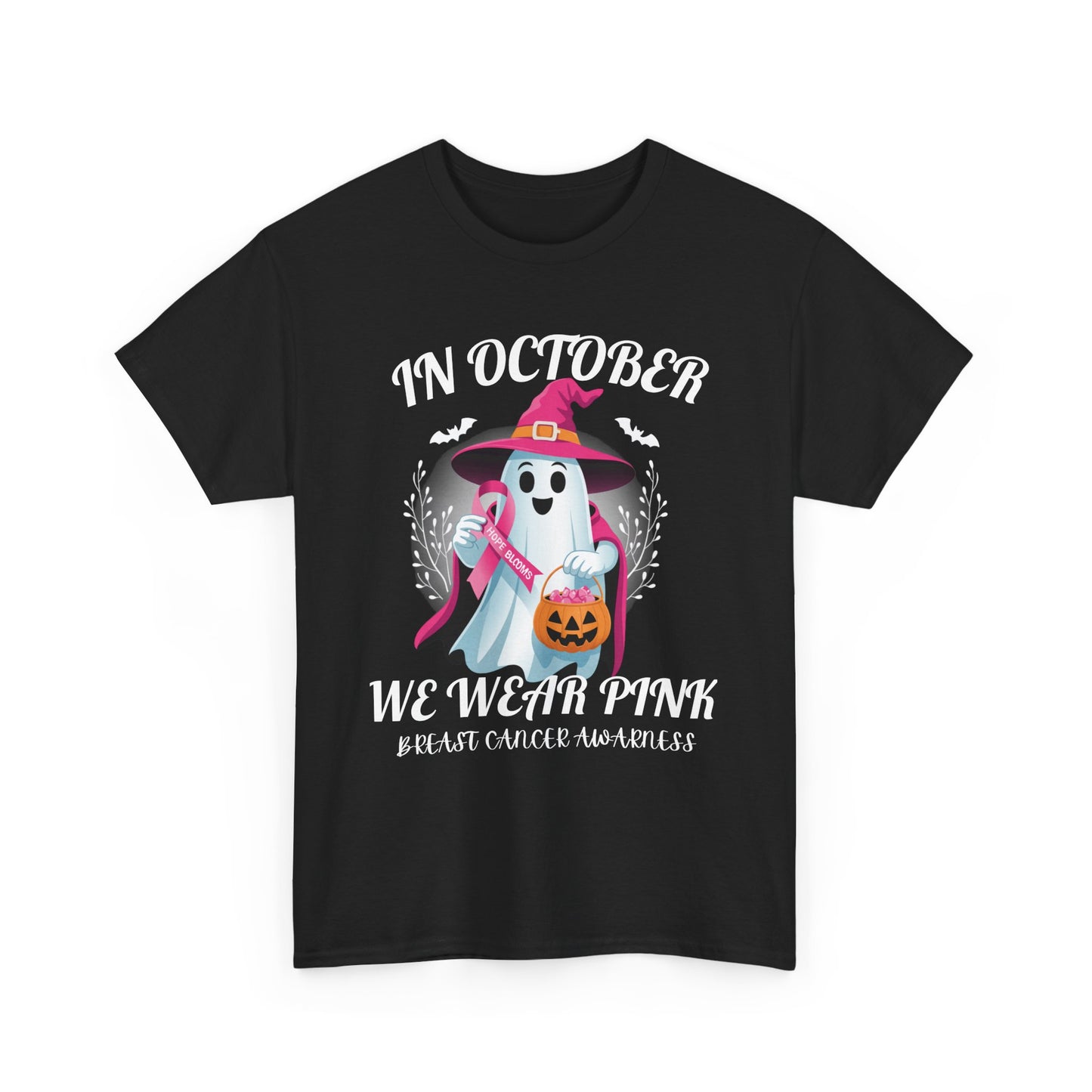 October Ghost Awareness Tee - Pink for Breast Cancer, Halloween Shirt, Unisex Tee, Gift for Awareness Month, Spooky Season Apparel