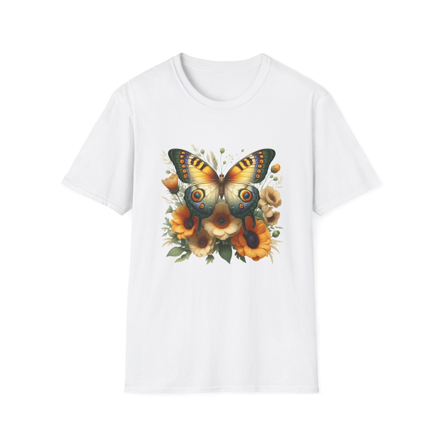 Butterfly Floral Unisex T-Shirt, Nature Lover Shirt, Gift for Her, Summer Wear, Eco-Friendly Fashion