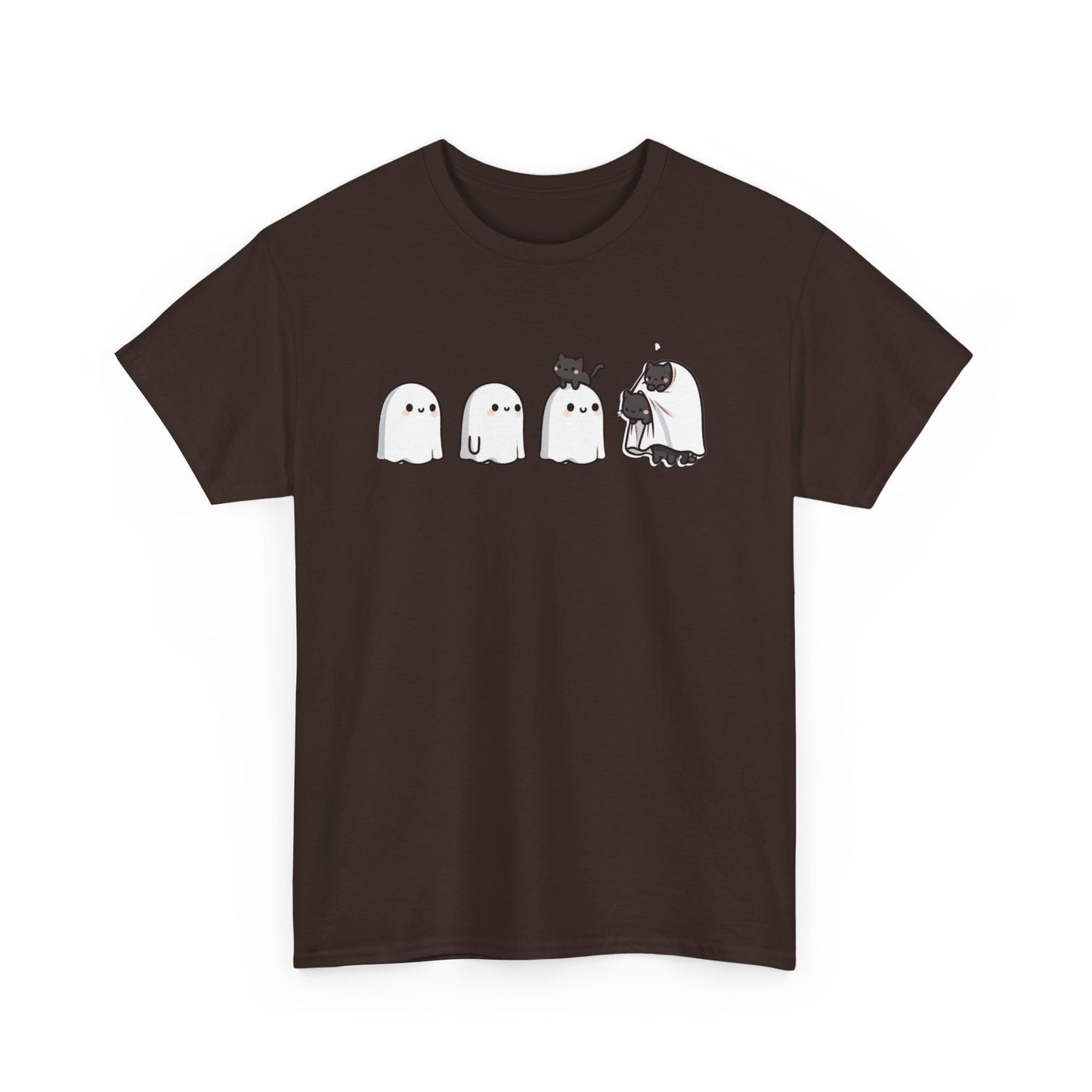 Cute Ghosts Unisex Heavy Cotton Tee, Halloween Shirt, Casual Everyday Wear, Gift for Ghost Lovers, Spooky Tee