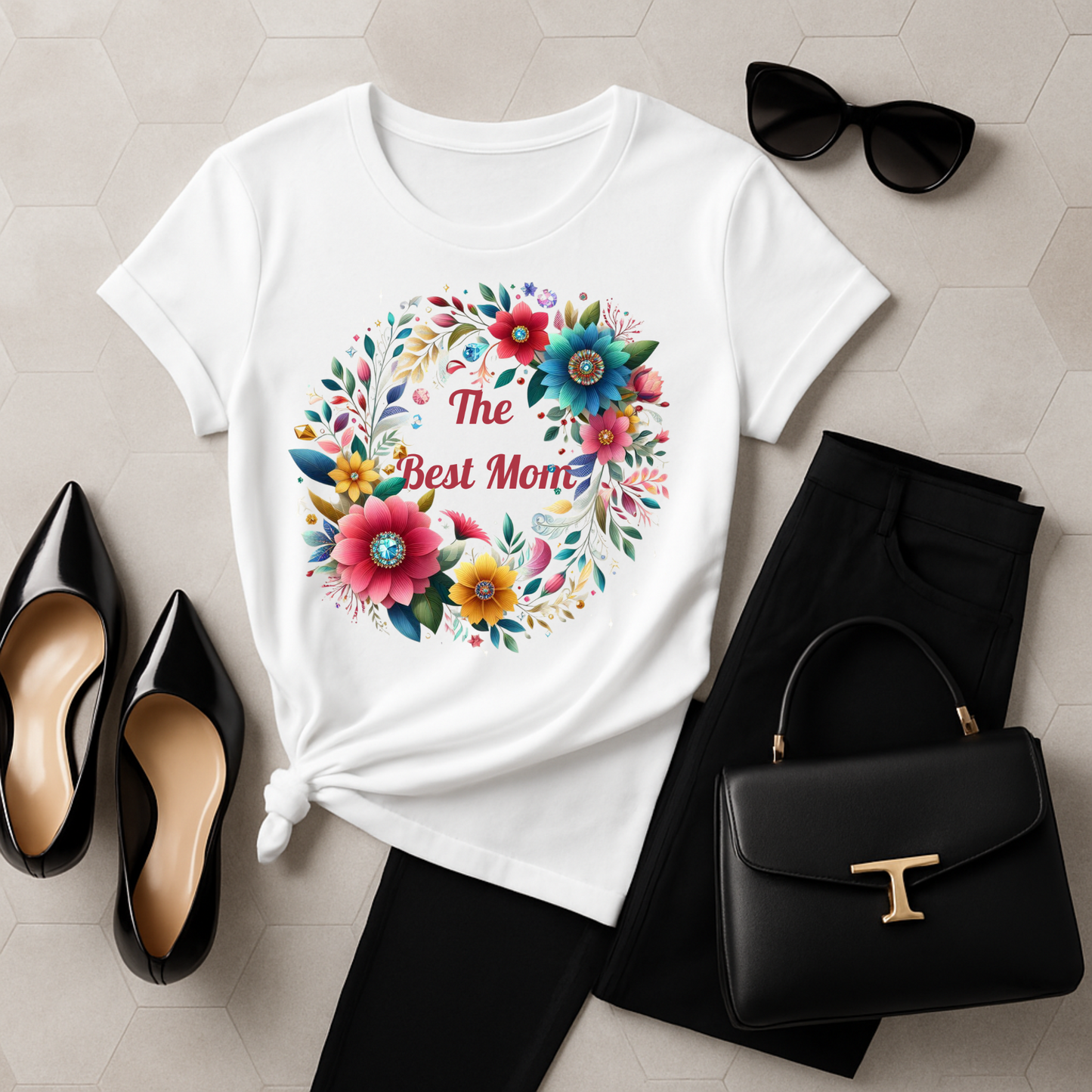 Floral Mother's Day Tee, Gift for Mom, Birthday Present, Unisex Cotton Shirt, Casual Wear, Family Reunion, Unique Floral Design