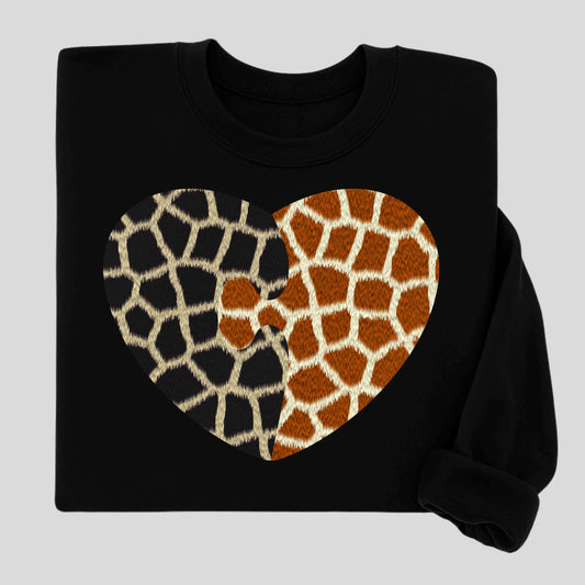 Giraffe Heart Art Tee for Animal Lovers, Casual Wear, Gift for Wildlife Enthusiasts, Unique T-Shirt for Any Occasion, Soft Heavy Cotton Tee
