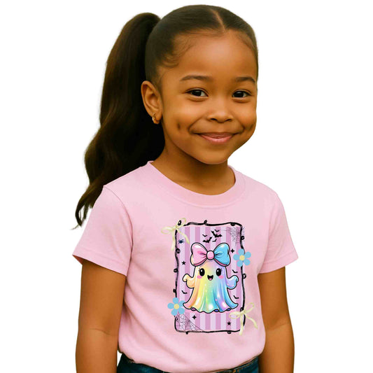Adorable Rainbow Ghost Kids Tee, Cute T-Shirt, Fun Kids Clothing, Birthday Gift, Rainbow Tee, Kawaii Style