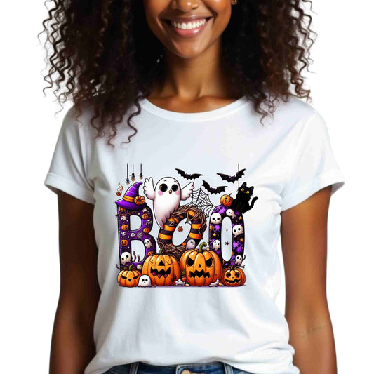 Halloween Boo Unisex Heavy Cotton Tee, Spooky T-Shirt, Fall Apparel, Halloween Costume Tee, Ghost Design Shirt, Pumpkin Graphic Tee