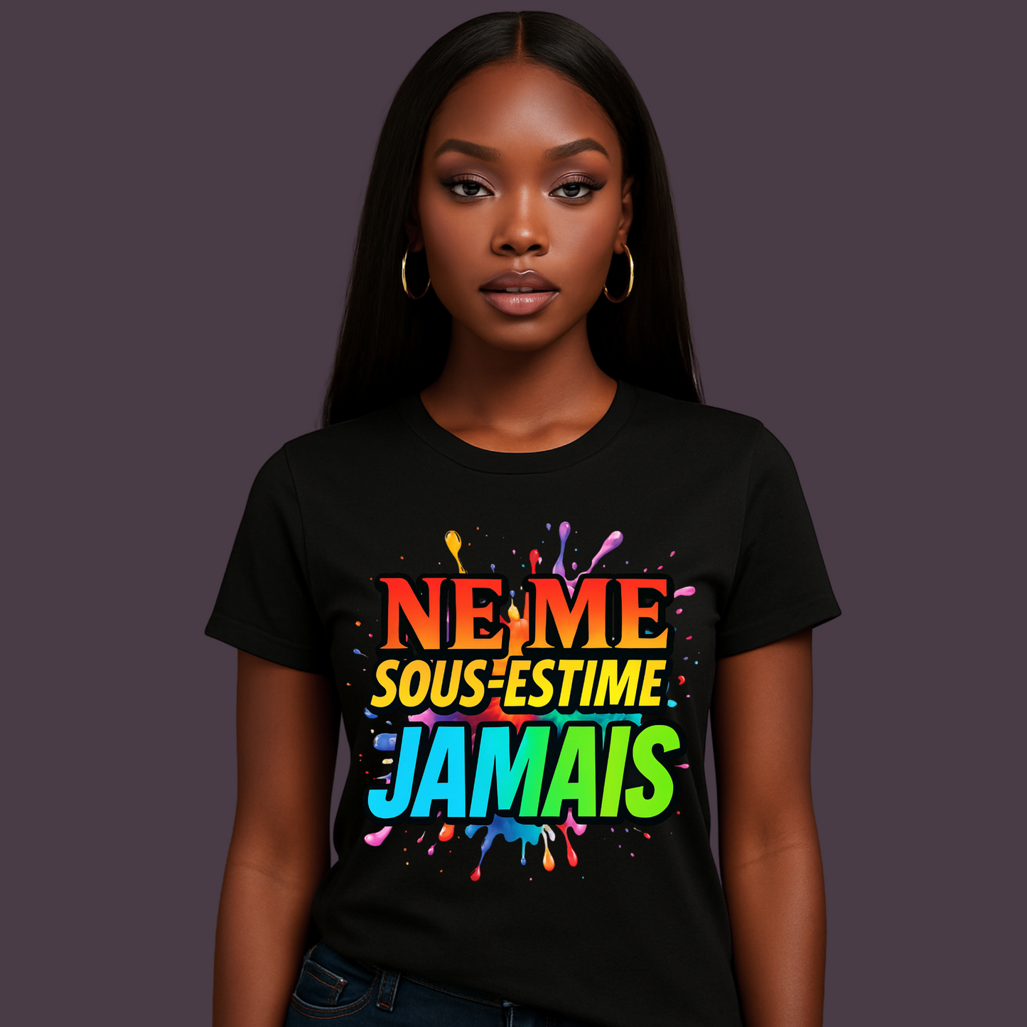 Colorful Confidence Tee - NE ME SOUS-ESTIME JAMAIS, Motivational T-Shirt, Unisex Heavy Cotton Shirt, Gift for Friends, Pride Apparel
