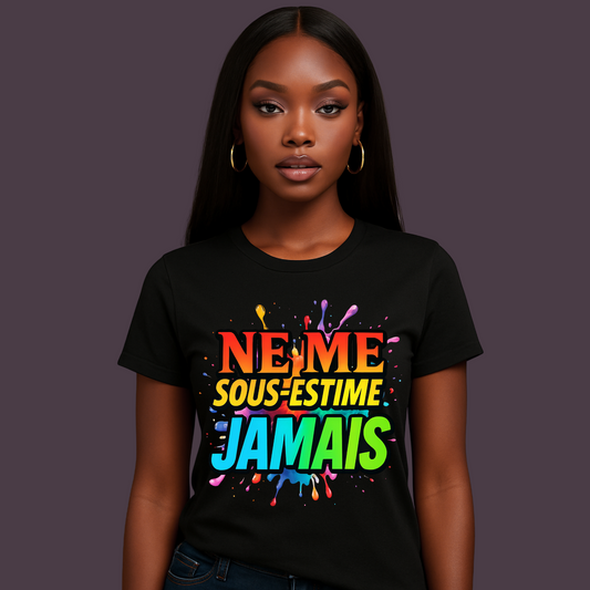 Colorful Confidence Tee - NE ME SOUS-ESTIME JAMAIS, Motivational T-Shirt, Unisex Heavy Cotton Shirt, Gift for Friends, Pride Apparel