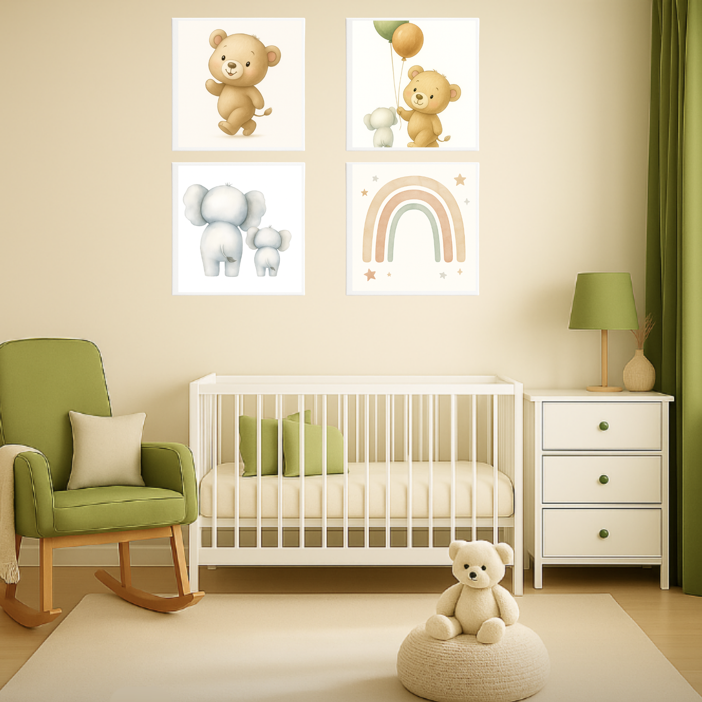 Whimsical Elephant Family Canvas Art, Nursery Decor, Kids Room Wall Art, Baby Shower Gift, Animal Print, Playroom Wall Hanging