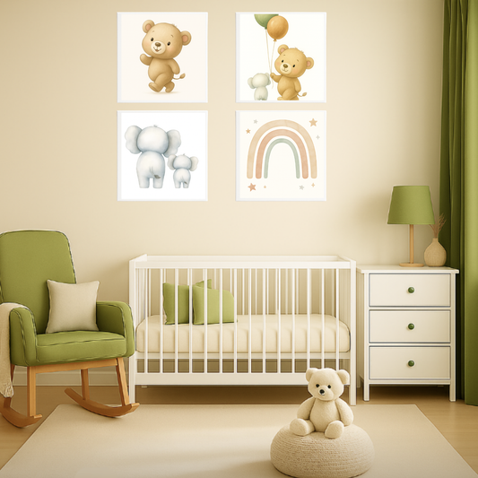 Whimsical Elephant Family Canvas Art, Nursery Decor, Kids Room Wall Art, Baby Shower Gift, Animal Print, Playroom Wall Hanging