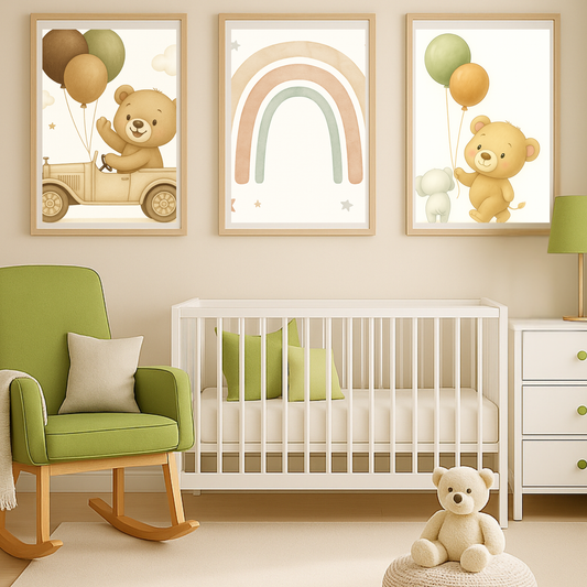 Adorable Bear Canvas Art Print, Kids Room Decor, Nursery Wall Art, Baby Shower Gift, Whimsical Home Accent, Animal Themed Decor