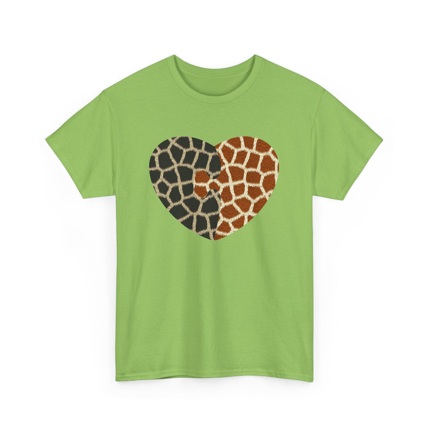 Giraffe Heart Art Tee for Animal Lovers, Casual Wear, Gift for Wildlife Enthusiasts, Unique T-Shirt for Any Occasion, Soft Heavy Cotton Tee