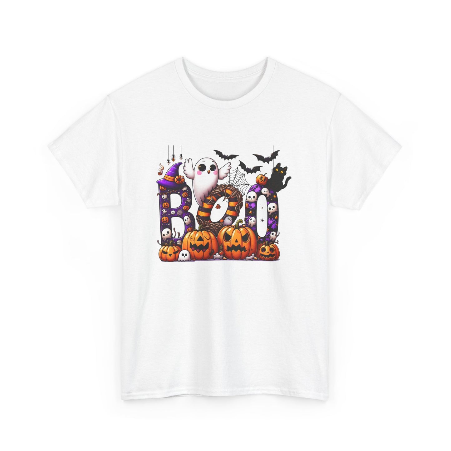 Halloween Boo Unisex Heavy Cotton Tee, Spooky T-Shirt, Fall Apparel, Halloween Costume Tee, Ghost Design Shirt, Pumpkin Graphic Tee