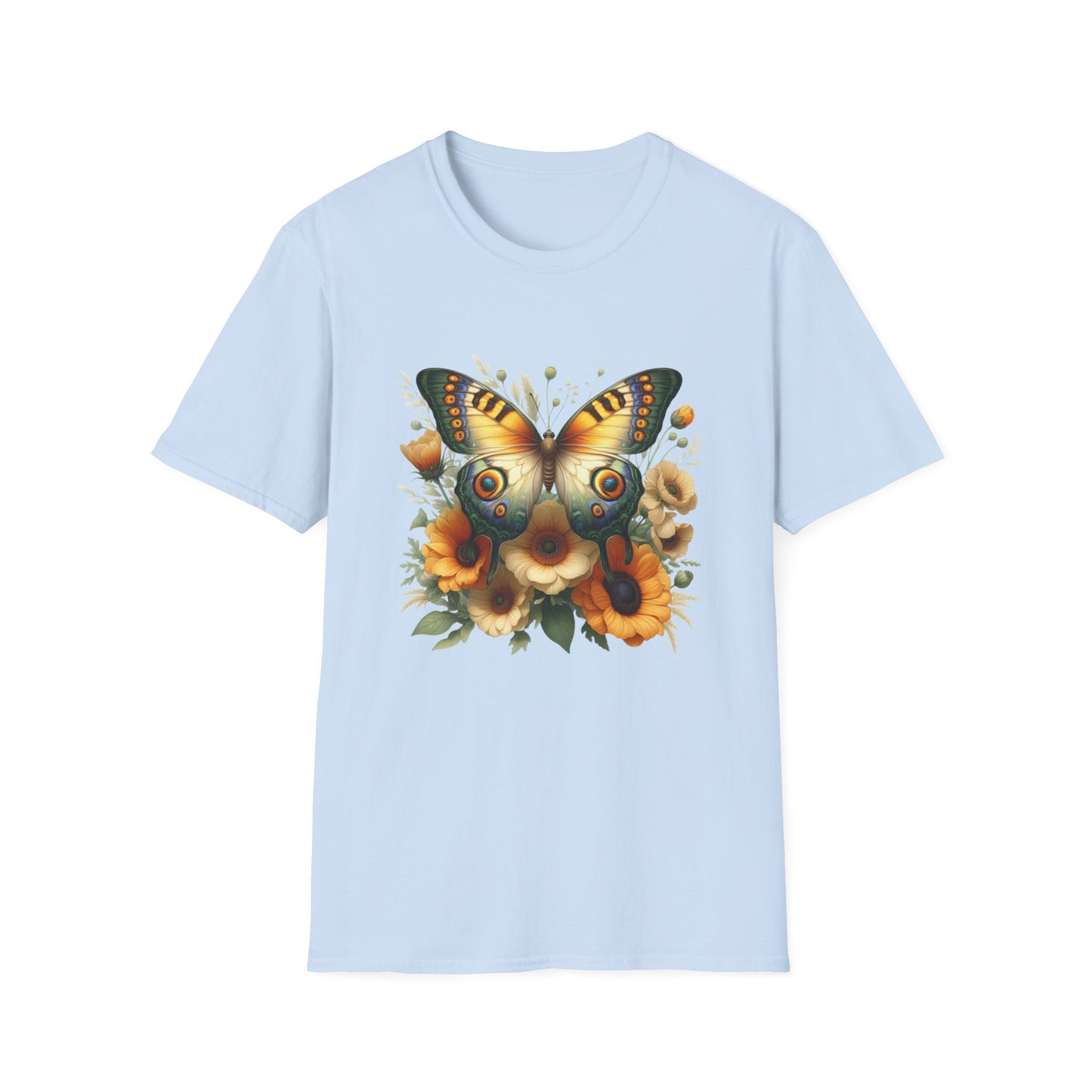 Butterfly Floral Unisex T-Shirt, Nature Lover Shirt, Gift for Her, Summer Wear, Eco-Friendly Fashion