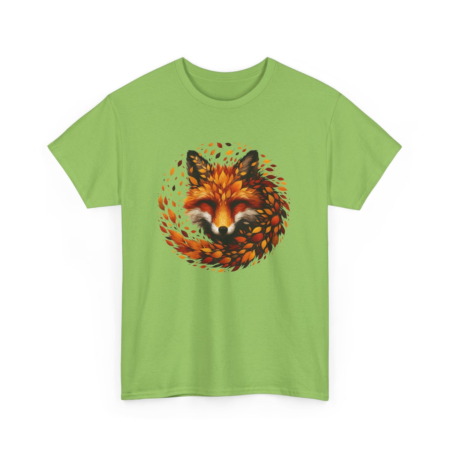 Fox Design Unisex Heavy Cotton Tee, Nature Lover Shirt, Animal Graphic Tee, Fall Apparel, Gift for Wilderness Enthusiasts