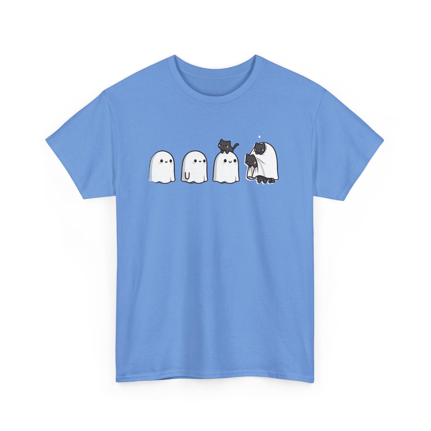 Cute Ghosts Unisex Heavy Cotton Tee, Halloween Shirt, Casual Everyday Wear, Gift for Ghost Lovers, Spooky Tee