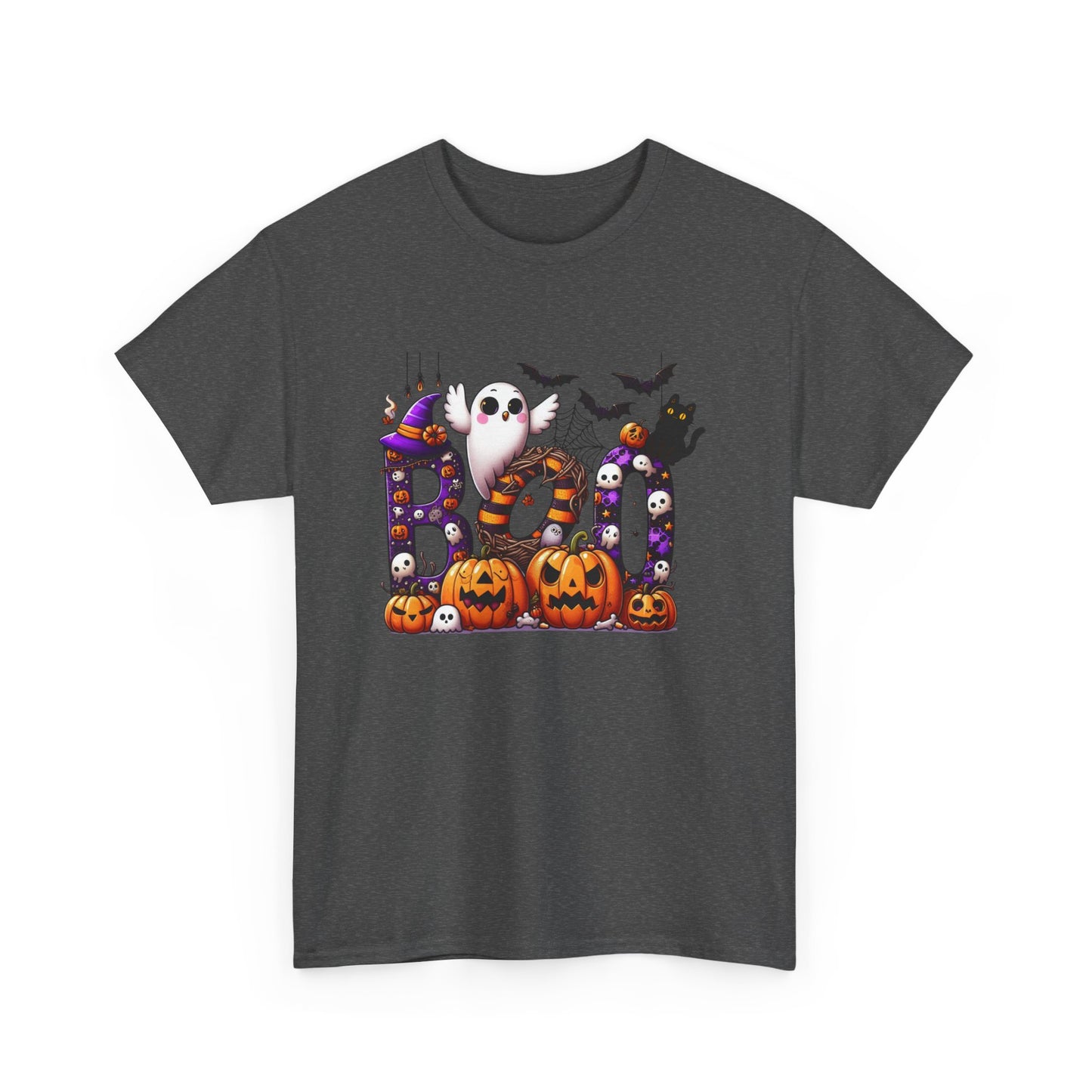 Halloween Boo Unisex Heavy Cotton Tee, Spooky T-Shirt, Fall Apparel, Halloween Costume Tee, Ghost Design Shirt, Pumpkin Graphic Tee