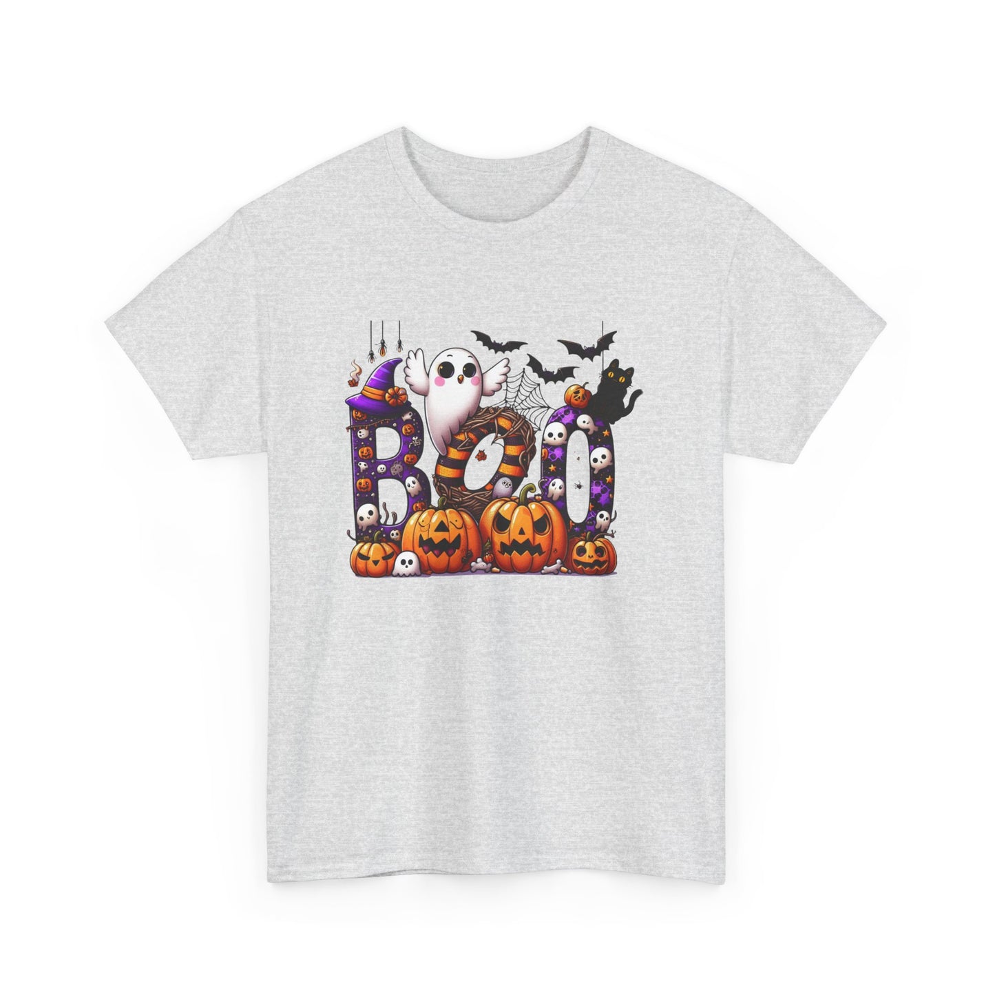 Halloween Boo Unisex Heavy Cotton Tee, Spooky T-Shirt, Fall Apparel, Halloween Costume Tee, Ghost Design Shirt, Pumpkin Graphic Tee