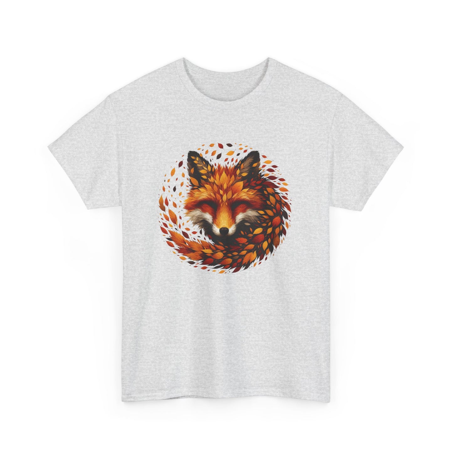 Fox Design Unisex Heavy Cotton Tee, Nature Lover Shirt, Animal Graphic Tee, Fall Apparel, Gift for Wilderness Enthusiasts