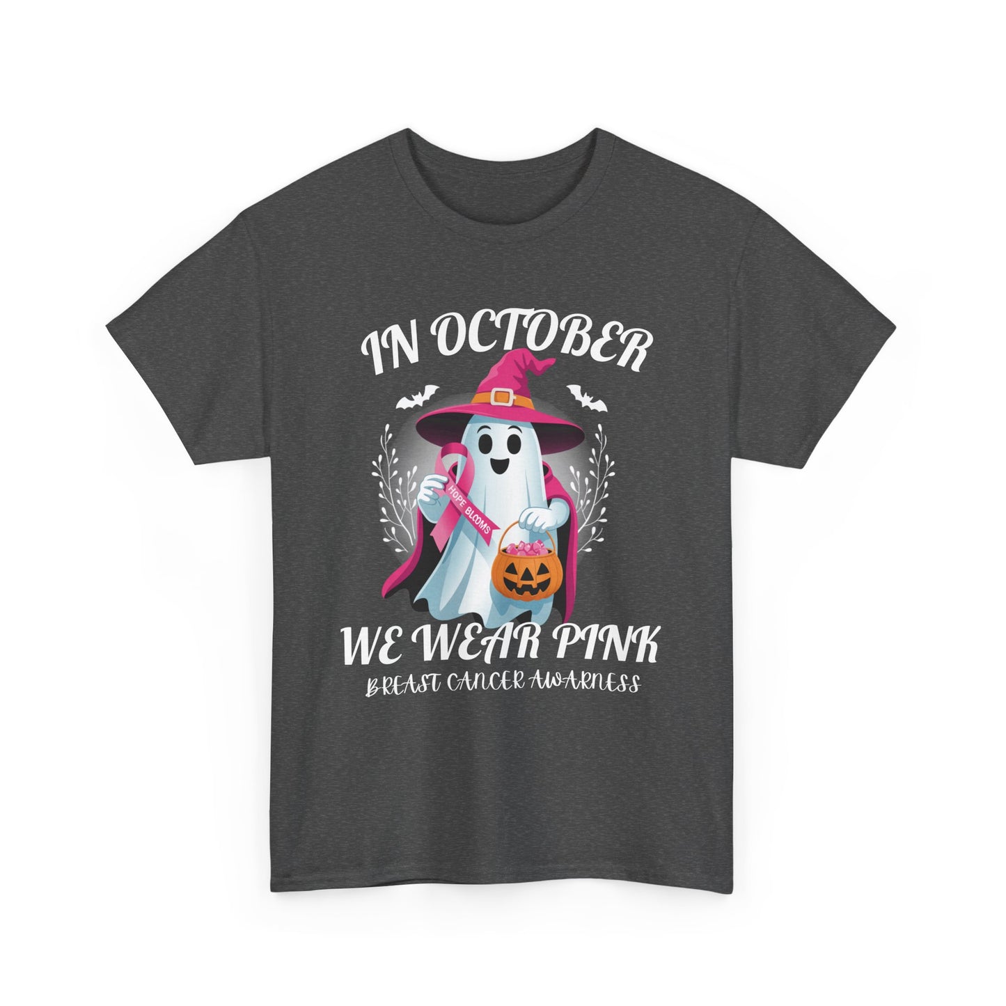 October Ghost Awareness Tee - Pink for Breast Cancer, Halloween Shirt, Unisex Tee, Gift for Awareness Month, Spooky Season Apparel