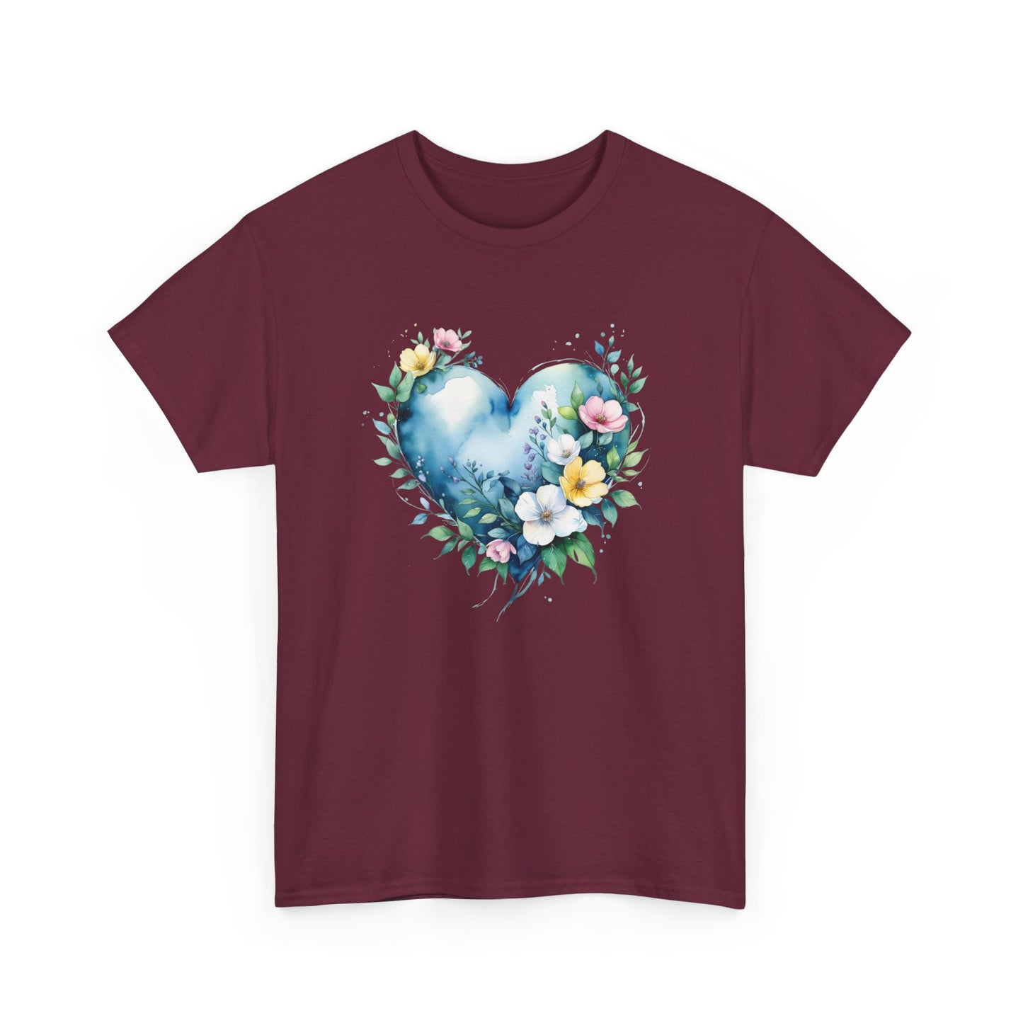 Floral Heart Unisex Tee | Botanical Graphic Tee, Gift for Her, Spring Fashion, Love Shirt, Casual Wear