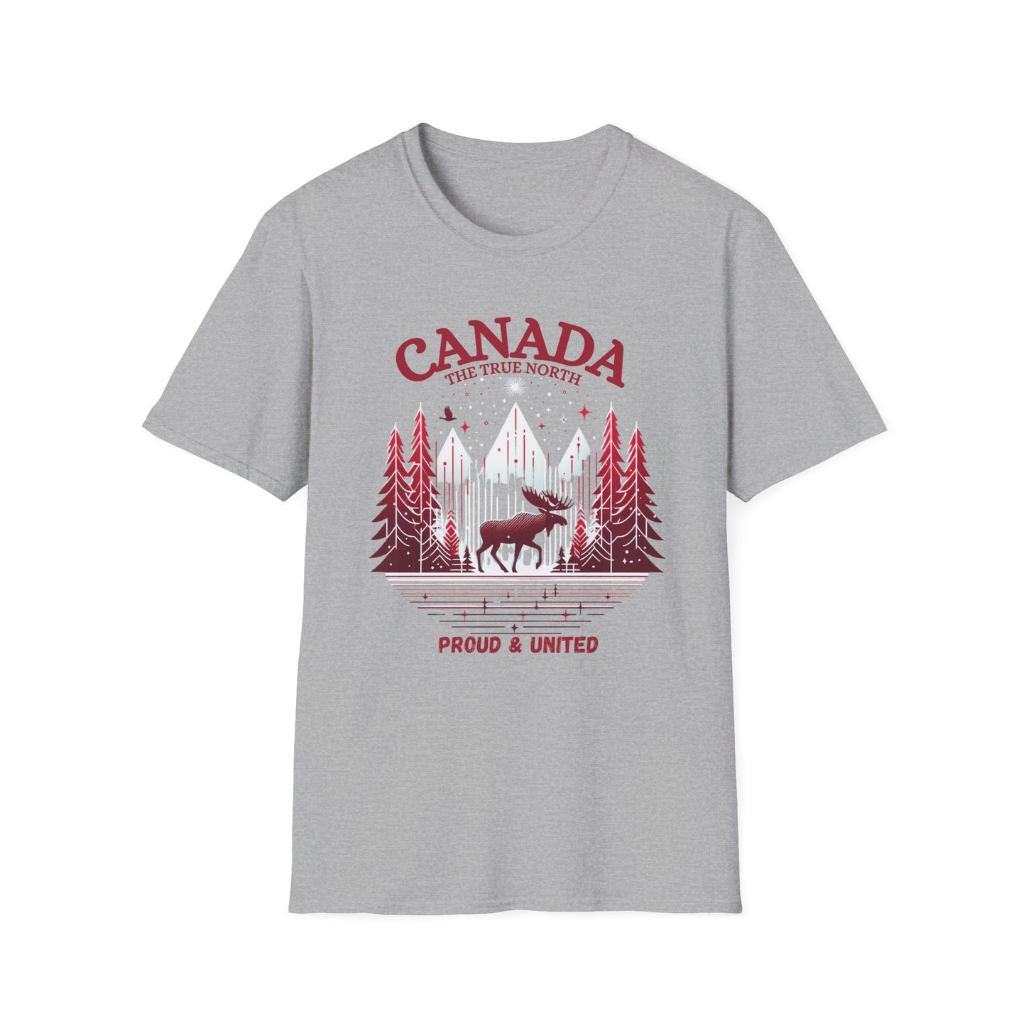 Canada Proud Unisex T-Shirt, Softstyle Tee, Moose Graphic Shirt, Nature Lover Gift, Canada Day Apparel